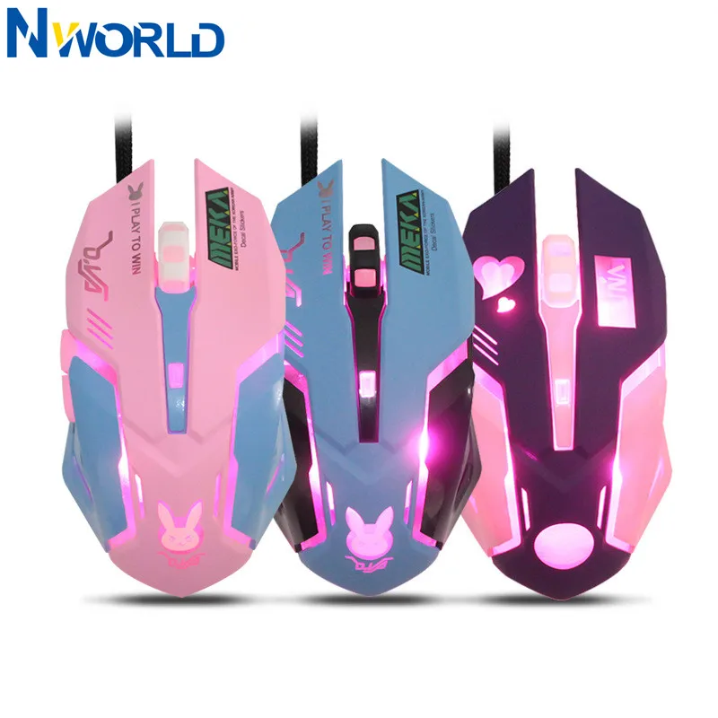 Pc Gaming Pink - OW 6-Tasten Gaming-Maus mit atmenden LED-Hintergrundbeleuchtungen,